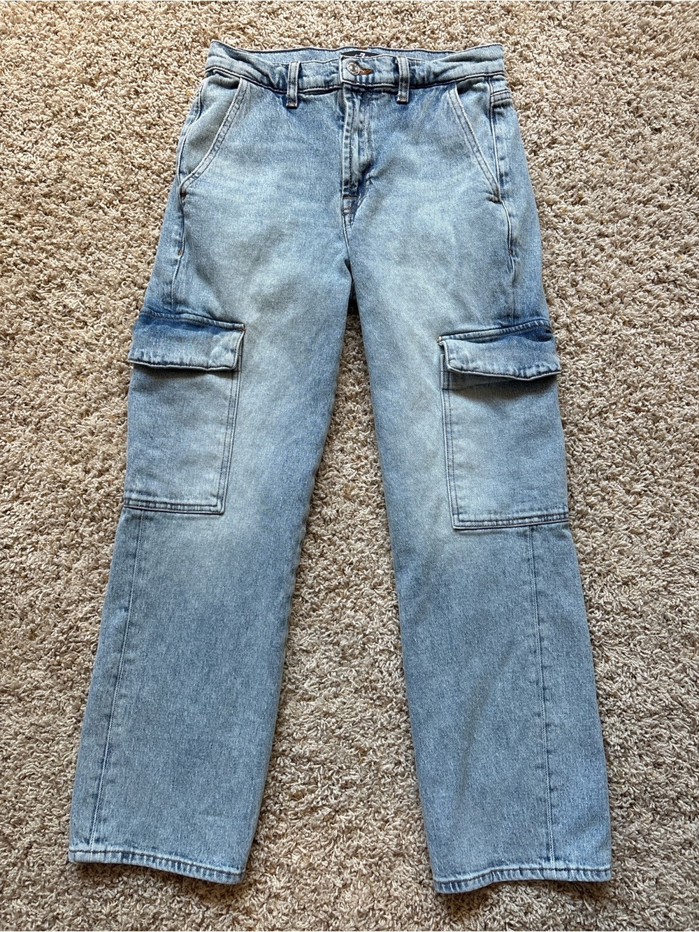 7 For All Mankind Women's Logan Cargo Jeans in Frost Size 26